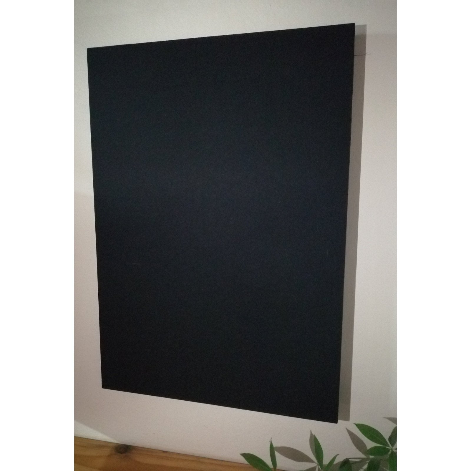 Black fabric upholstered acoustic wall panel