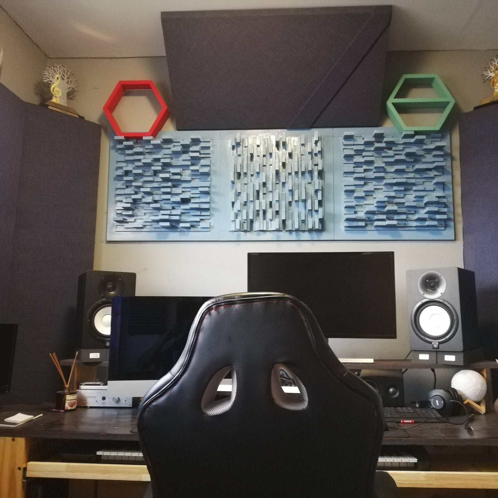 Black Fabric Upholstered Bass Traps